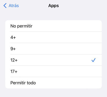 Bloquear un iPhone: comprender la pantalla Restricciones de contenido > Apps