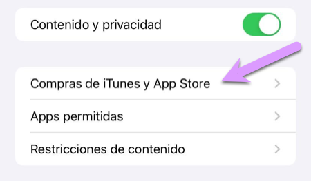 Bloquear un iPhone: Restricciones de contenido y privacidad > Compras en iTunes y App Store