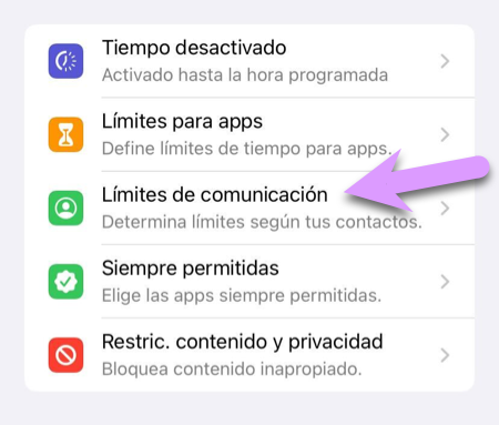 Bloquear un iPhone: Configuración de límites de comunicación
