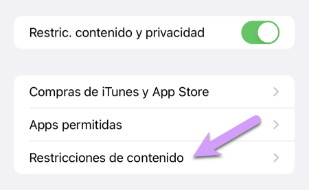 Bloquear un iPhone: Restricciones de contenido, donde se encuentran muchas de las configuraciones más importantes